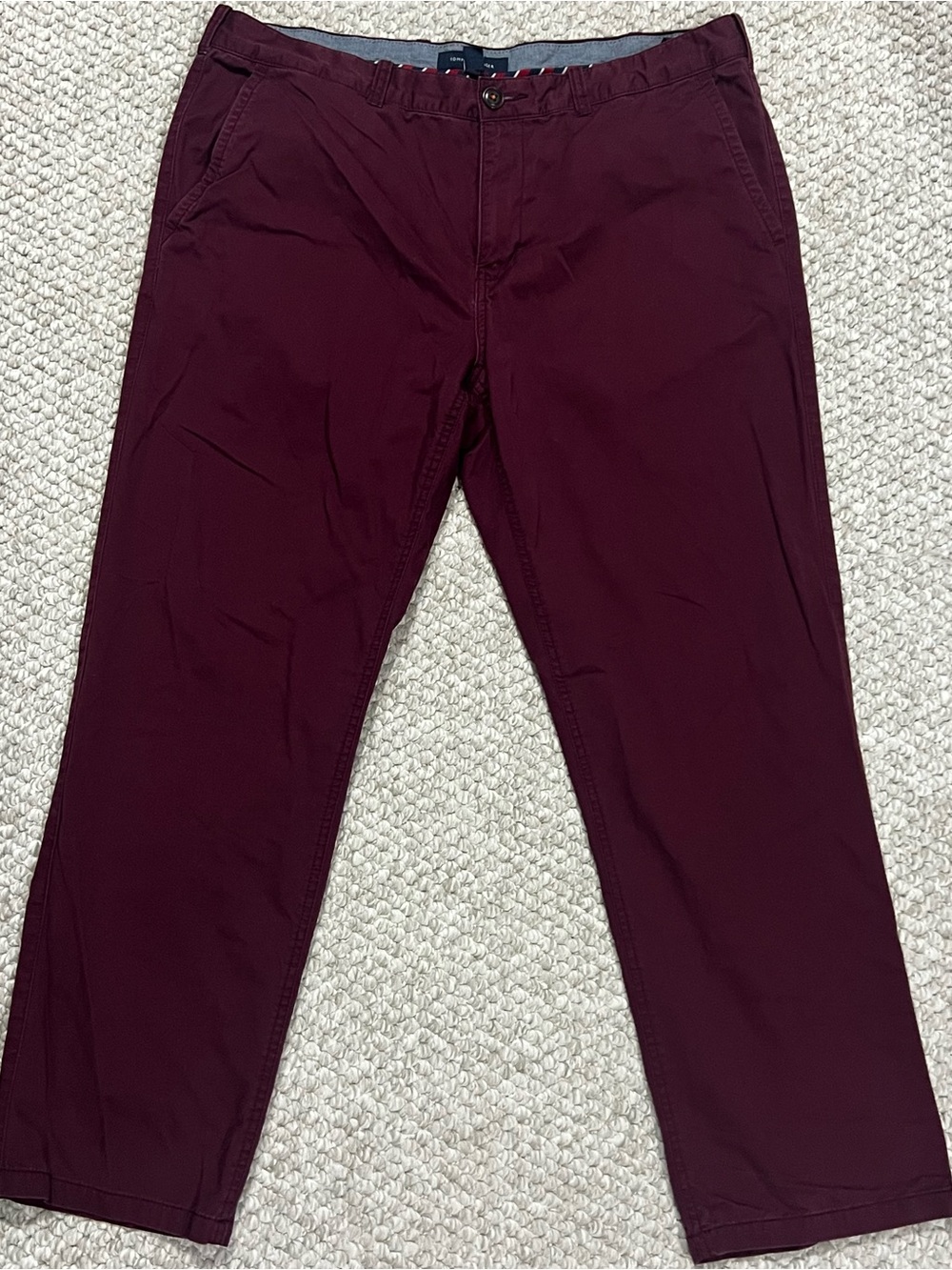Tommy Hilfiger Men's Burgundy Chino Pants 38W Regular Straight Twill Logo